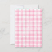 Watercolor Pink Gingham Bow Baby Shower サンキューカード (裏面)