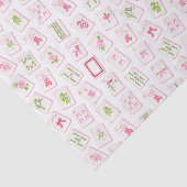 Watercolor Pink & Green Bow Mahjong 薄葉紙 (詳細)