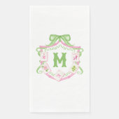 Watercolor Pink & Green Bow Mahjong Monogram Crest (正面)