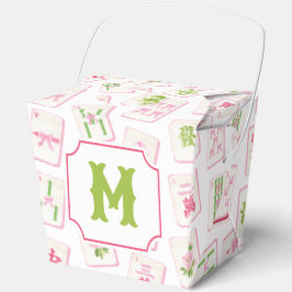 Watercolor Pink & Green Bow Mahjong Tiles Monogram フェイバーボックス