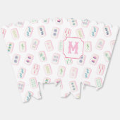 Watercolor Pink & Green Mahjong Tiles Monogram フェイバーボックス (見開き)