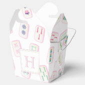 Watercolor Pink & Green Mahjong Tiles Monogram フェイバーボックス (オープン)