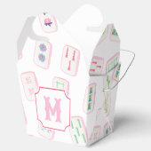 Watercolor Pink & Green Mahjong Tiles Monogram フェイバーボックス (オープン)