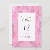 Watercolor pink green orchid flowers Table Numbers 招待状 (正面)