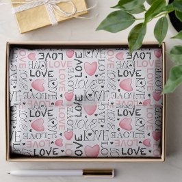 Watercolor Pink Hearts Love Script Valentine's Day 薄葉紙