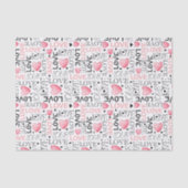 Watercolor Pink Hearts Love Script Valentine's Day 薄葉紙 (正面)