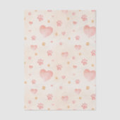 Watercolor Pink Hearts & Paw Prints Pattern 薄葉紙 (正面)