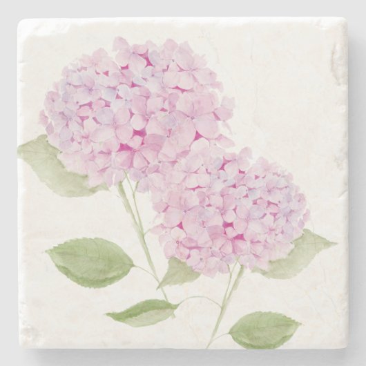 Watercolor Pink Hydrangea ストーンコースター (正面)