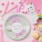 Watercolor Pink Hydrangea Invitation ペーパープレート (パーティー)