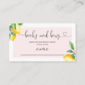 Watercolor pink lemon Books and Bows Raffle エンクロージャーカード (正面)