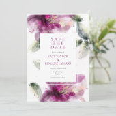 Watercolor Pink LillyフローラSave the Date Card 招待状 (スタンド正面)