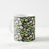 Watercolor Pink Lotus Seamless Pattern コーヒーマグカップ (正面左)
