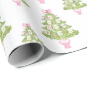 Watercolor Pink Mahjong Christmas Tree ラッピングペーパー (ロールコーナー)