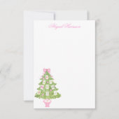 Watercolor Pink Mahjong Christmas Tree Custom ノートカード (正面)
