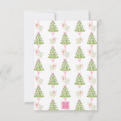 Watercolor Pink Mahjong Christmas Tree Custom ノートカード (裏面)