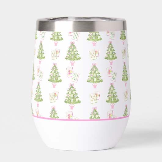 Watercolor Pink Mahjong Christmas Tree Party (背面)