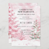 Watercolor Pink New Year's Eve Party 招待状 (正面/裏面)