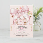 Watercolor Pink Nursery Baby Shower Invitation 招待状 (スタンド正面)