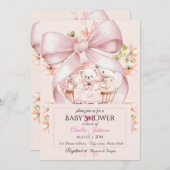 Watercolor Pink Nursery Baby Shower Invitation 招待状 (正面/裏面)