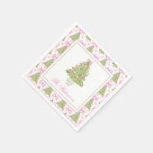 Watercolor Pink Nutcracker Christmas Tree スタンダードカクテルナプキン (角)