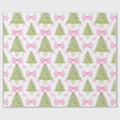 Watercolor Pink Nutcracker Christmas Tree ラッピングペーパー (フラット)