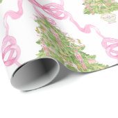 Watercolor Pink Nutcracker Christmas Tree ラッピングペーパー (ロールコーナー)