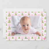 Watercolor Pink Nutcracker Christmas Tree Photo シーズンカード (裏面)