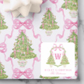 Watercolor Pink Nutcracker Monogram Crest スクエアシール