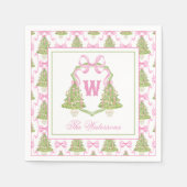 Watercolor Pink Nutcracker Monogram Crest スタンダードカクテルナプキン (正面)