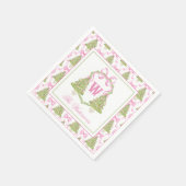 Watercolor Pink Nutcracker Monogram Crest スタンダードカクテルナプキン (角)