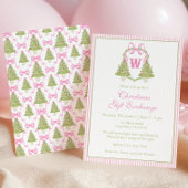 Watercolor Pink Nutcracker Monogram Crest Party 招待状
