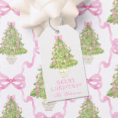 Watercolor Pink Nutcracker Tree Christmas ギフトタグ