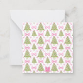 Watercolor Pink Nutcracker Tree Christmas ノートカード (裏面)