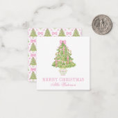 Watercolor Pink Nutcracker Tree Christmas ノートカード (正面/裏面インサイチュ)