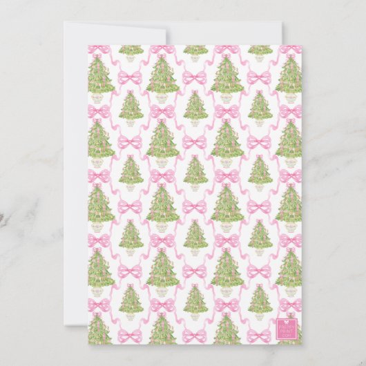 Watercolor Pink Nutcracker Tree Christmas Party 招待状 (裏面)