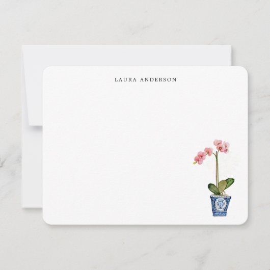 Watercolor Pink Orchid  サンキューカード (正面)