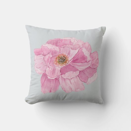 Watercolor Pink Peony クッション (正面)