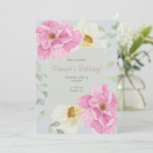 Watercolor Pink Peony  招待状 (スタンド正面)