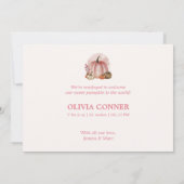 Watercolor Pink Pumpkin Baby Girl Announcement 案内状 (裏面)