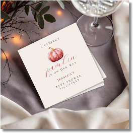 Watercolor Pink Pumpkin Baby Shower スタンダードカクテルナプキン