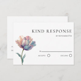 Watercolor Pink Purple Tulip QR Code Wedding 出欠カード