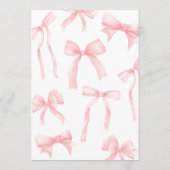 Watercolor Pink Ribbon Bow Baby Shower 招待状 (裏面)