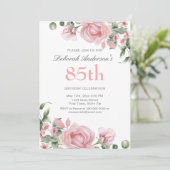 Watercolor PInk Rose 85th Birthday Party  招待状 (スタンド正面)