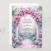 Watercolor Pink Rose Arch Garden Invitation 招待状 (正面/裏面)