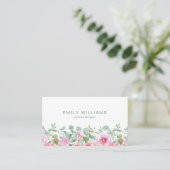 Watercolor Pink Rose Flowers Business Card 名刺 (スタンド正面)