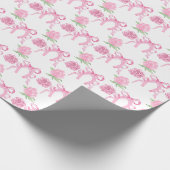 Watercolor Pink Roses & Bows ラッピングペーパー (角)