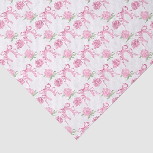 Watercolor Pink Roses & Bows 薄葉紙 (詳細)