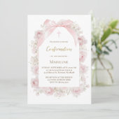 watercolor pink roses Confirmation 招待状 (スタンド正面)