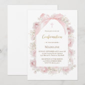 watercolor pink roses Confirmation 招待状 (正面/裏面)