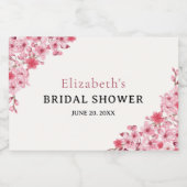 Watercolor Pink Sakura Flowers, Bridal Shower スパークリングワインラベル (シングルラベル)